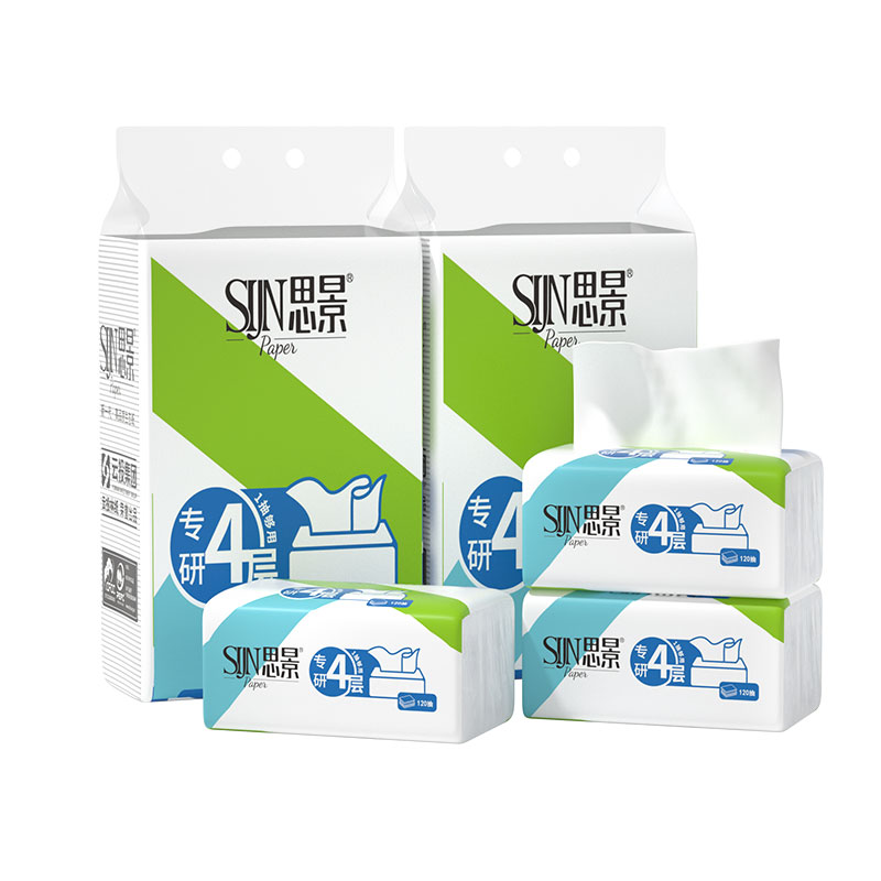 思景专研系列抽纸4层加厚18包纸巾经典无香家用抽纸学生实惠装大尺寸 大尺寸 4层 120抽*60包 提装