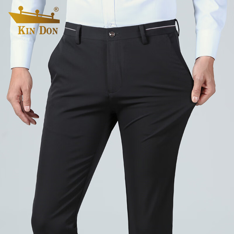 金盾(KIN DON)休闲裤男商务直筒西装裤百搭正装长裤子 黑色 32