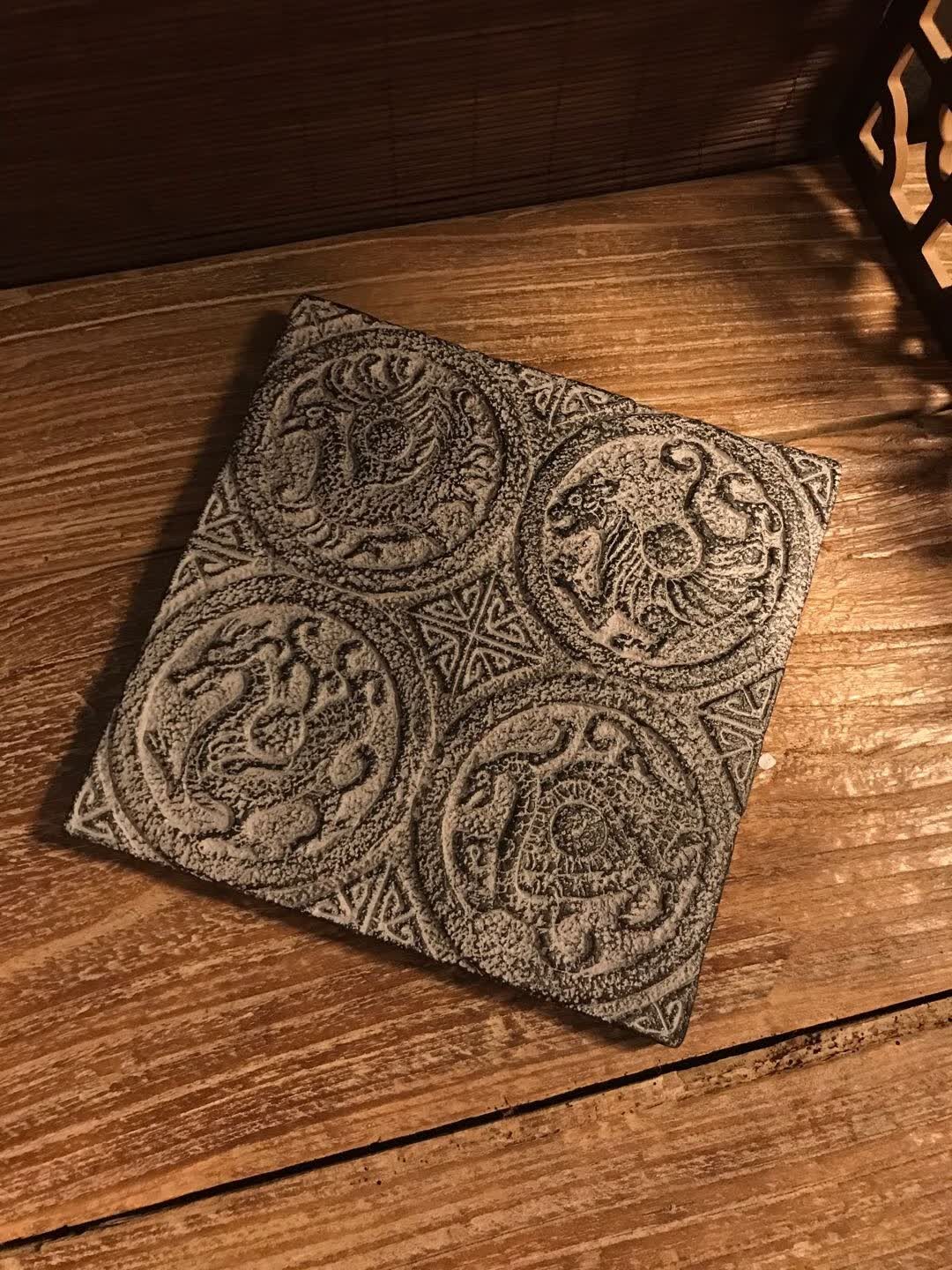 流彗 仿汉砖干泡茶台汉砖茶盘壶承杯垫中式干泡隔热禅意底座复古茶台