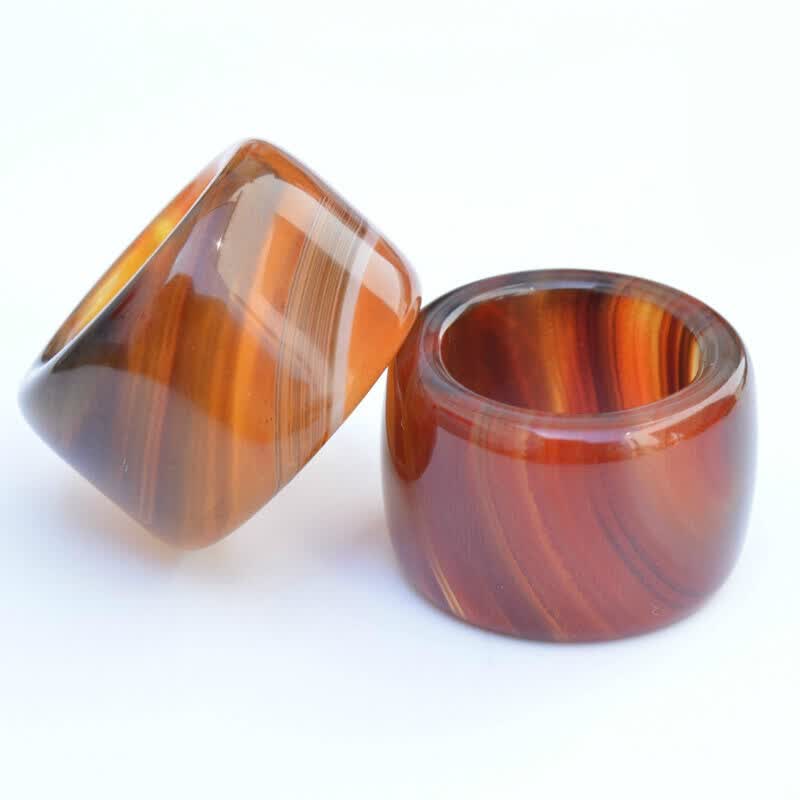 天然玛瑙扳指 水晶玉髓扳指 宝石水晶戒指男女款玉石扳指 褐色玉髓