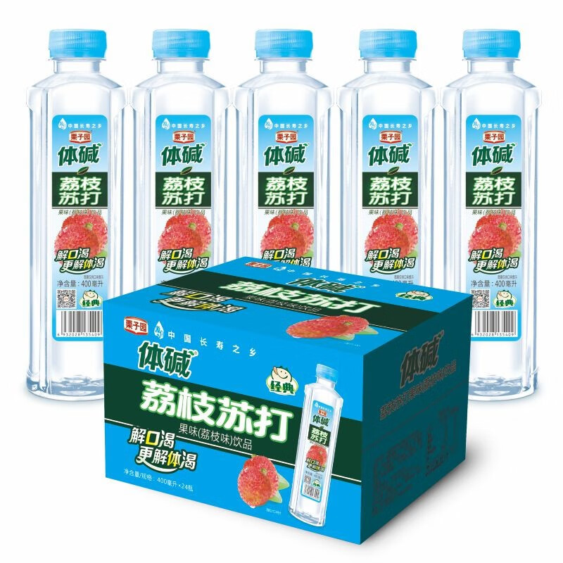 栗子园体碱荔枝味苏打水饮料无汽苏打水饮用水400ml*24瓶 400ml*24瓶