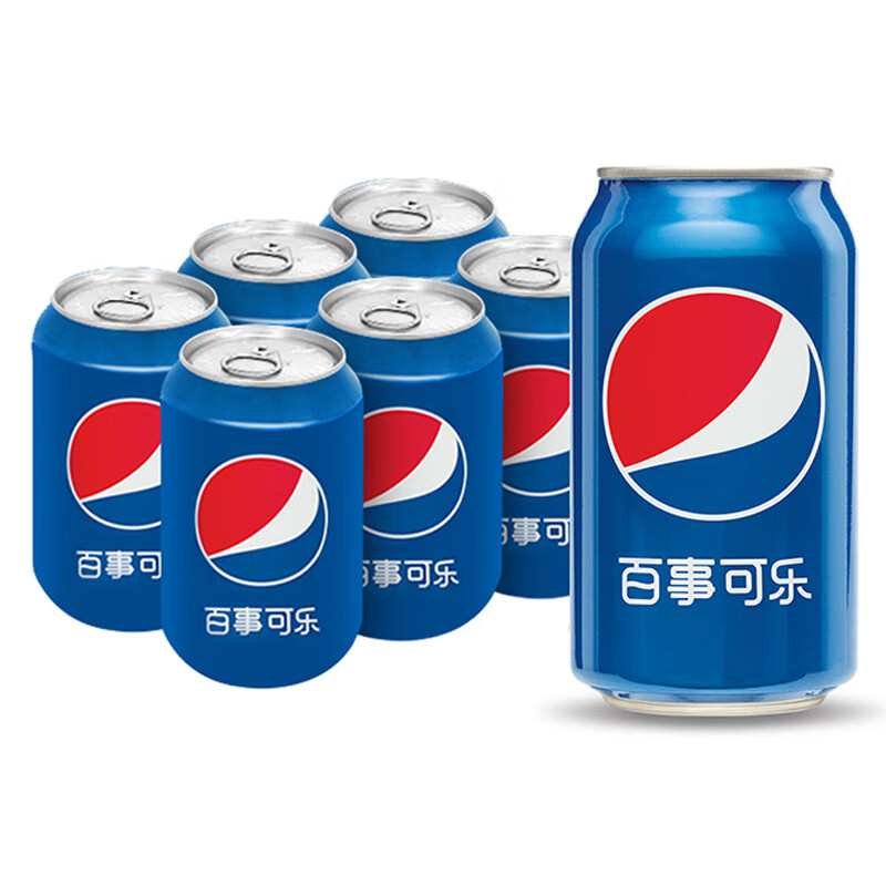 百事可乐pepsi 碳酸饮料 330ml*6听 整箱 (新老包装随机发货) 百事