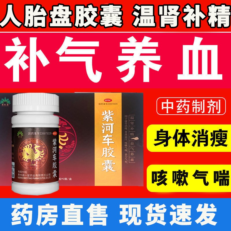 紫河车胶囊180粒成人腰酸背痛慢性支气管炎河紫车紫合车胶囊可选同仁