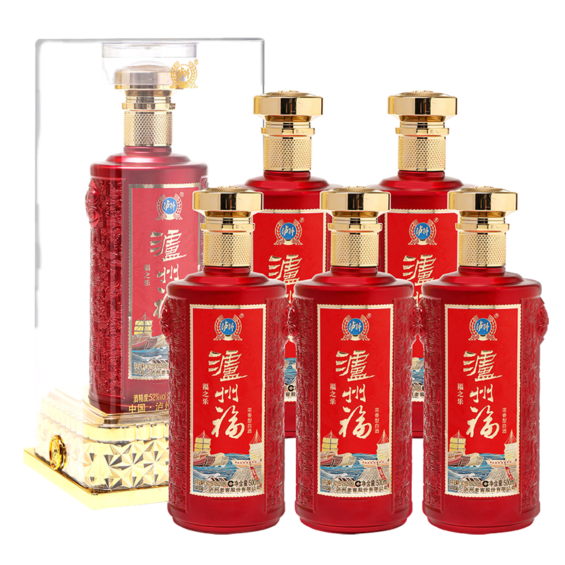 泸州老窖股份公司 浓香型白酒 粮食酒  宴席自饮 52度 500mL 6瓶 泸州福 整箱装