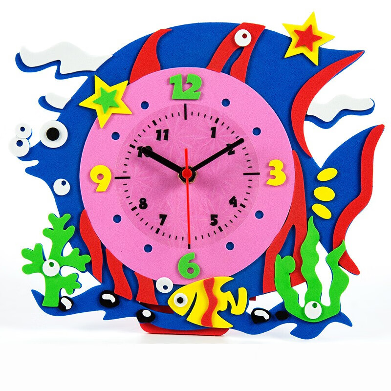 儿童手工制作钟表材料包小学生钟表模型教学创意设计闹钟材料(预售 2.