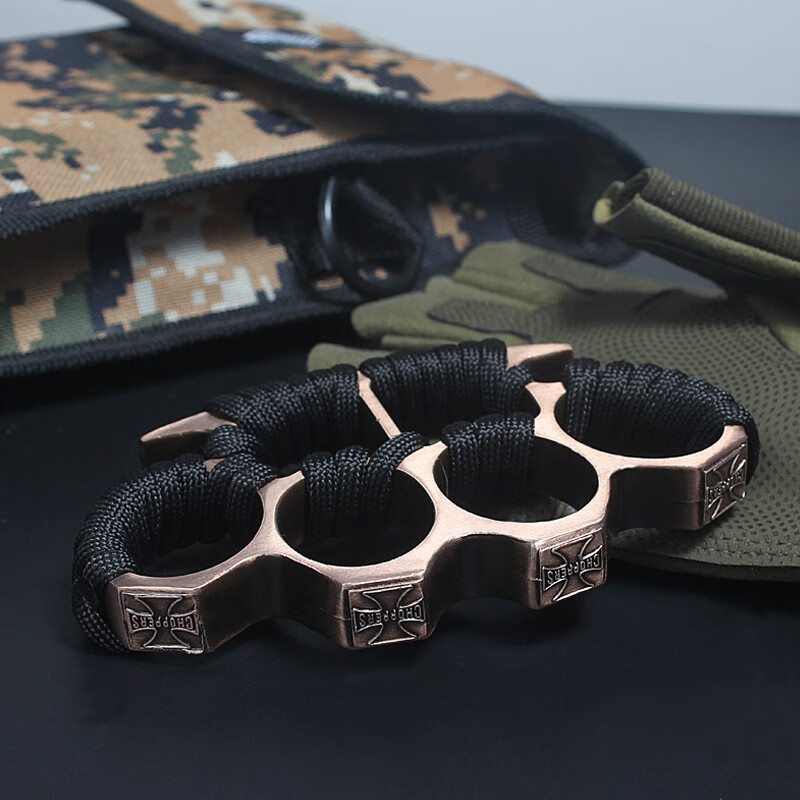 经典防身自卫破窗用品戒指环玻纤手扣手撑子 古铜十字架敢死队绕绳版