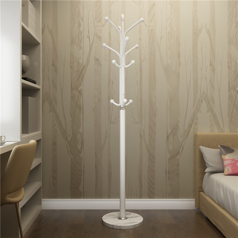 瑞姿欧式衣帽架落地衣架卧室单杆式挂衣架客厅铁艺衣服架子大理石底座