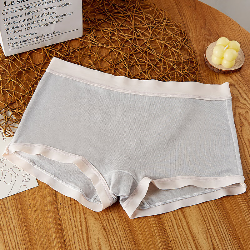 中腰莫代尔女士平角内裤四角裤女打底裤安全裤防走光可外穿 云朵灰 M