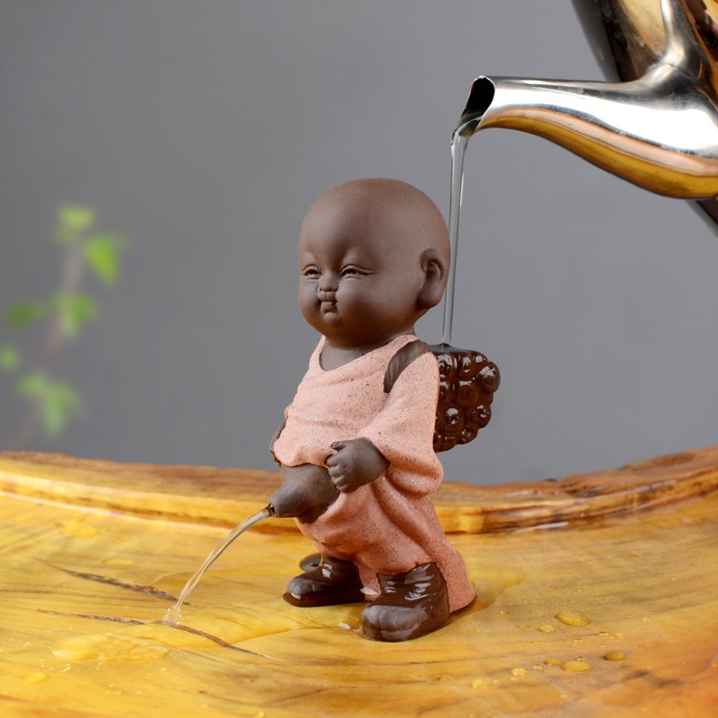 宇轩 紫砂茶宠喷水尿童摆件精品创意小和尚可养茶艺茶盘茶具配件 紫砂喷水尿童-橙色属于什么档次？