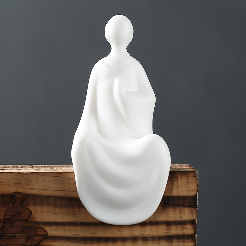 无相小生高白羊脂玉瓷禅意茶玩茶桌台茶席装饰品 高白无相小生-布施