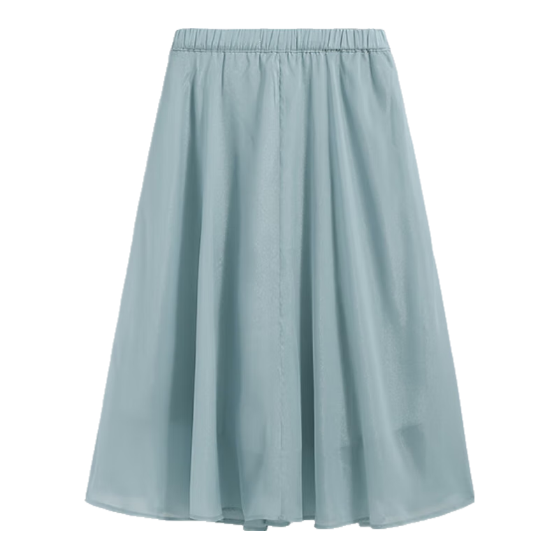 英氏（YEEHOO）儿童汉服女童半身裙网纱百褶裙中大童装新中式国风夏装 灰蓝 165 