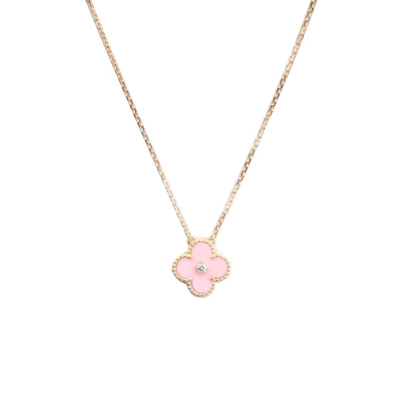 【二手95新】 vca梵克雅宝 限量版粉色带钻项链   b4356