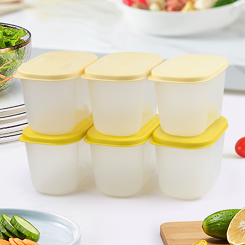 特百惠(tupperware) 保鲜盒深入型迷你冷冻盒冷藏盒300毫升 6个装