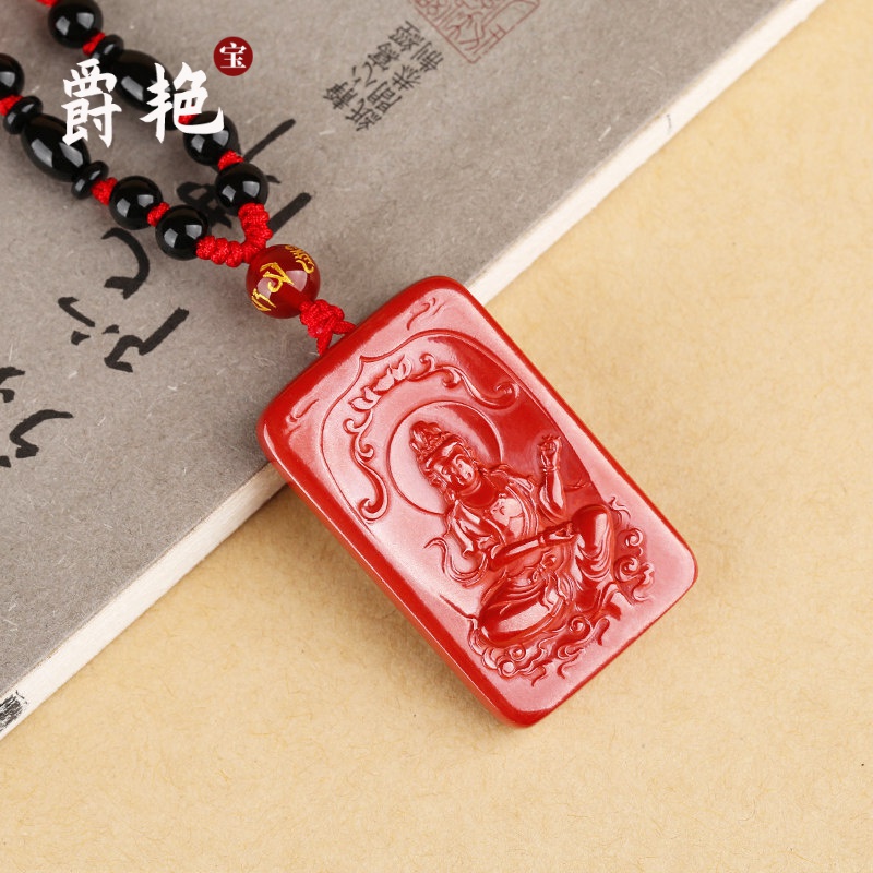 爵艳 藏传佛教观世音圣母救度佛项链坠绿度母菩萨吊坠朱砂男友龙年