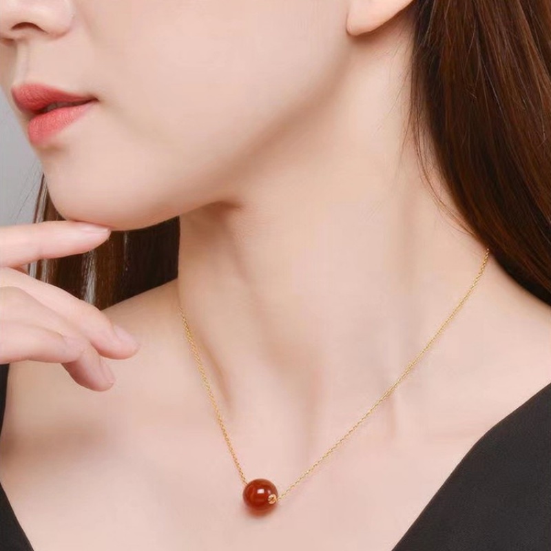 南红玛瑙圆珠玉髓吊坠珠路路通挂坠 金红玛瑙吊坠 925万能链 价格配