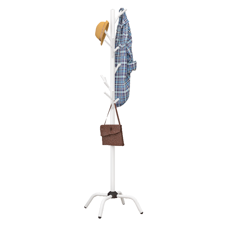 索尔诺 衣帽架挂衣架落地卧室玄关室内立式衣架支架简易衣架子衣帽杆门后收纳架宿舍卧室办公衣服架093Y 白色