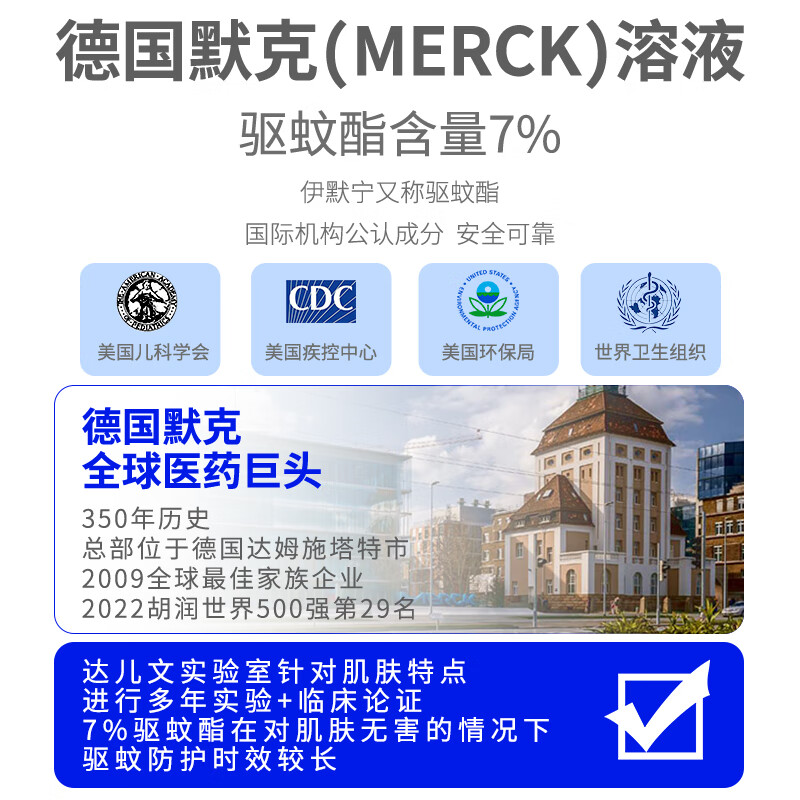 达儿文德国进口原液驱蚊喷雾婴儿含7%驱蚊胺户外专用儿童驱蚊水防蚊虫 驱蚊喷霁*1【0酒精 0香精】
