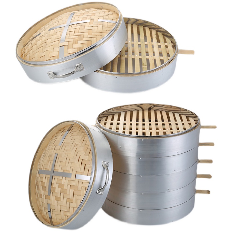 蒸格蒸屉大笼屉蒸笼屉竹制大蒸屉铝合金包边大号竹蒸格包笼子馒头商用