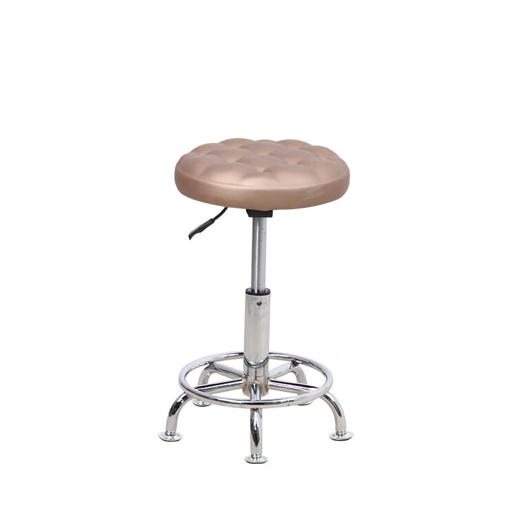 椅子铁艺旋转升降美容理发凳子吧台椅滑轮吧凳前台椅 香槟色面包脚钉