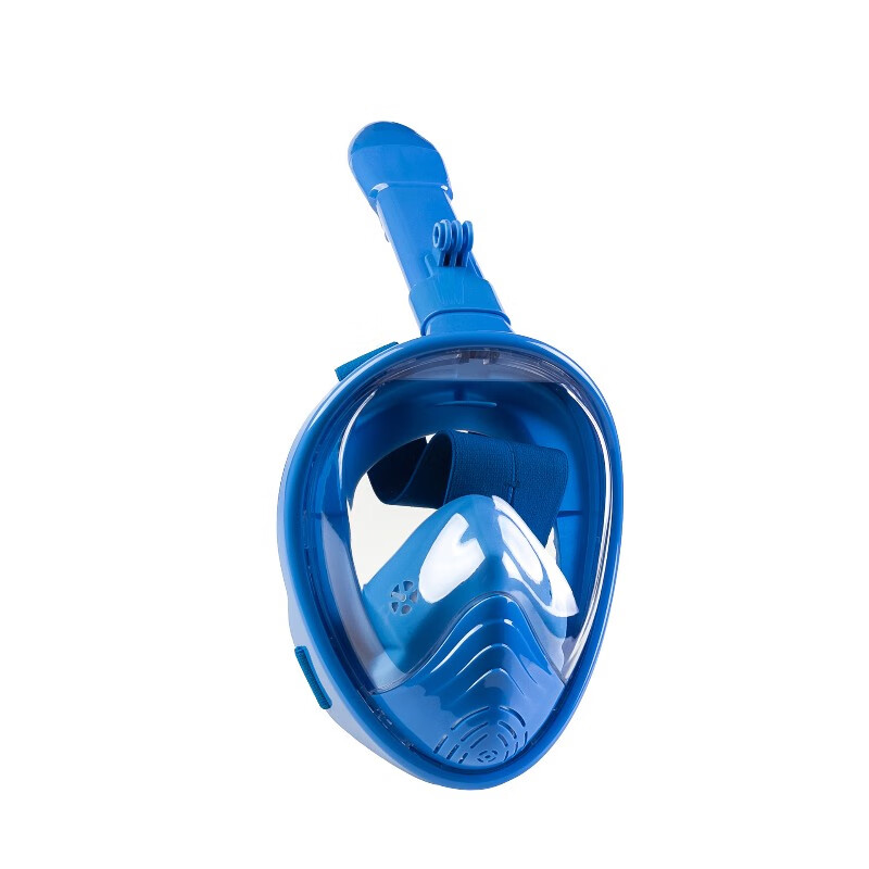 潜水面罩游泳潜水镜浮潜三宝成人儿童全干式呼吸管全面镜 纯蓝色X/S(3-8岁用)