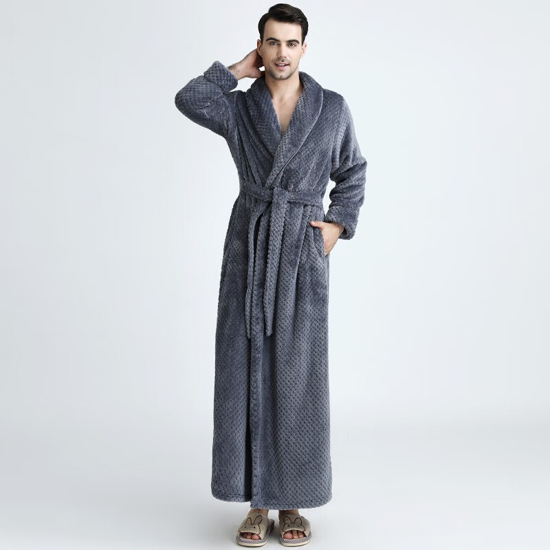 赛图蒙 睡袍女秋冬季加厚长款情侣睡衣男浴袍珊瑚绒睡衣大码家居服 女款-1506玫红色 XL (身高170-185CM,体重150-190斤)