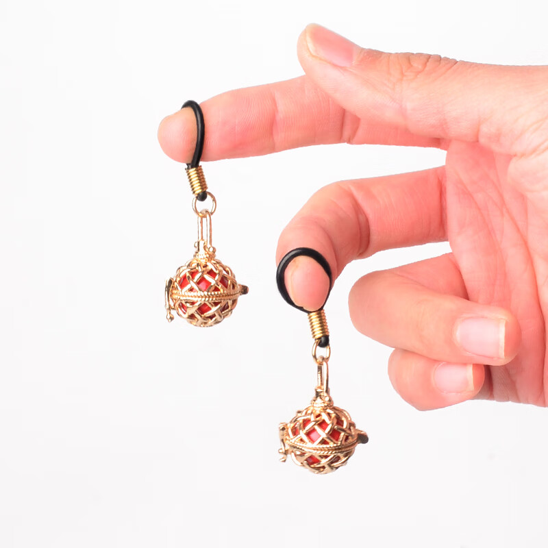 情趣乳夹水音乳铃铛胸部惩罚礼物外出调教绳师48号 水音铃铛乳夹一对