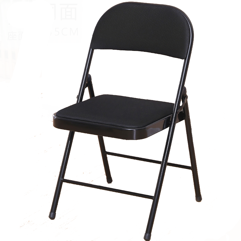 藤印象 折叠椅子家用电脑休闲座椅简易办公室靠背椅会议椅培训椅子靠椅餐椅 黑色皮革