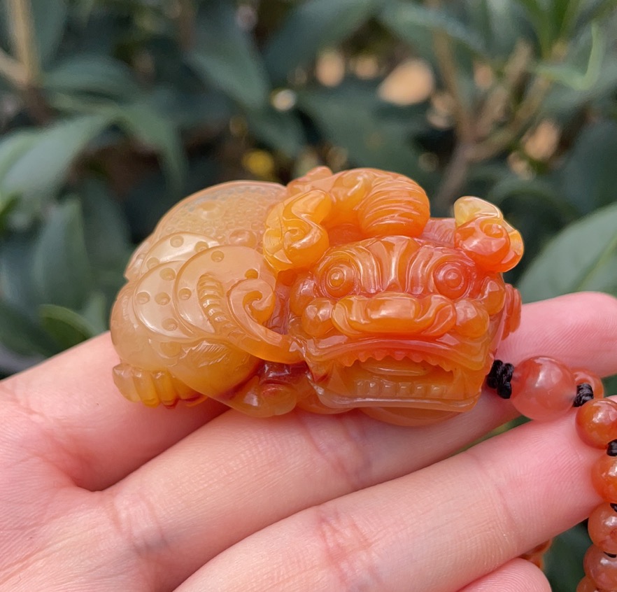 宝钰(k&k)黄龙玉糖心老料阴阳眼耳脚霸王貔貅挂件证书女新款