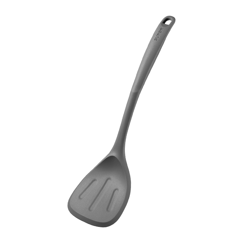 苏泊尔SUPOR食品级硅胶铲勺，健康加长手柄设计，深空灰色时尚佳品