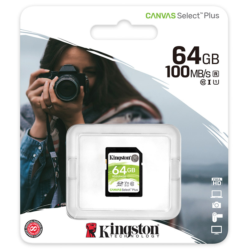 金士顿（Kingston）64GB SD存储卡 U1 V10 相机内存卡 sd卡大卡 支持4K 高速连拍 读速100MB/s