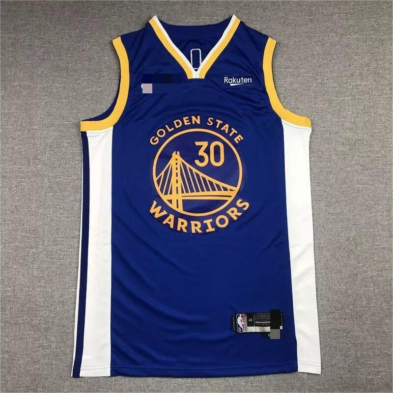 库里30号队75周年旧金山mvp签名城市版刺绣男篮球服  30号 新款蓝色75