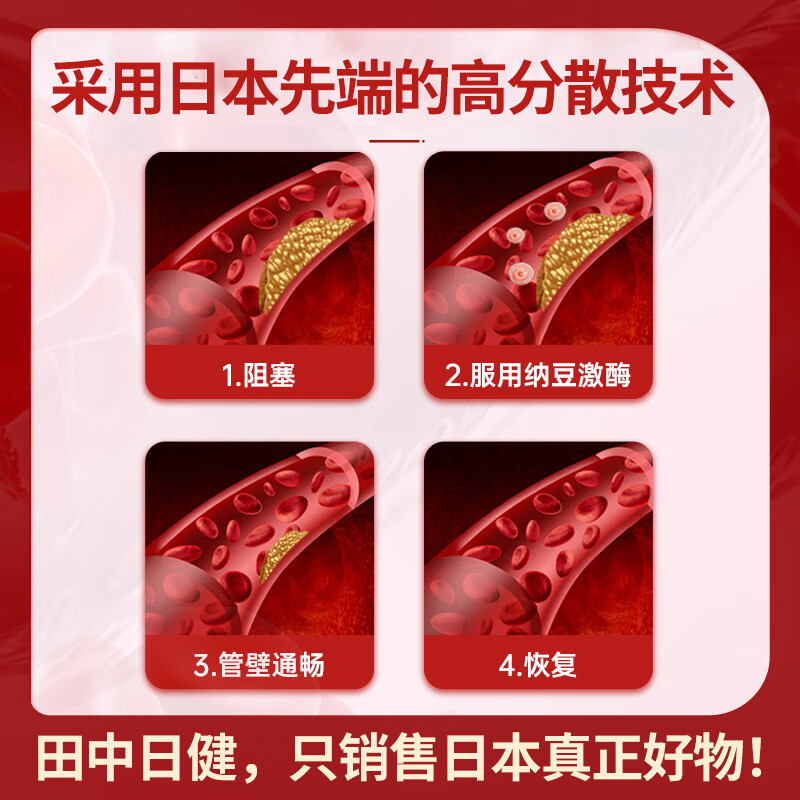 野口医学研究所日本进口纳豆激酶精菌胶囊降血脂疏通血管高分散型4000FU120粒/瓶