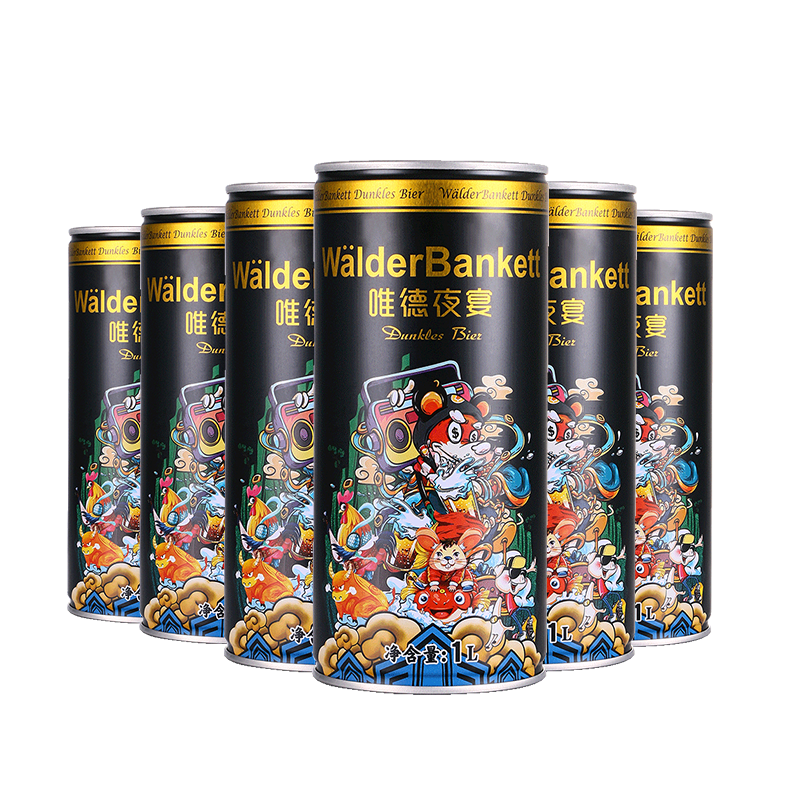 唯德夜宴精酿黑啤酒德国风味啤酒1l装12瓶整箱 唯德夜宴黑啤 1l 6瓶