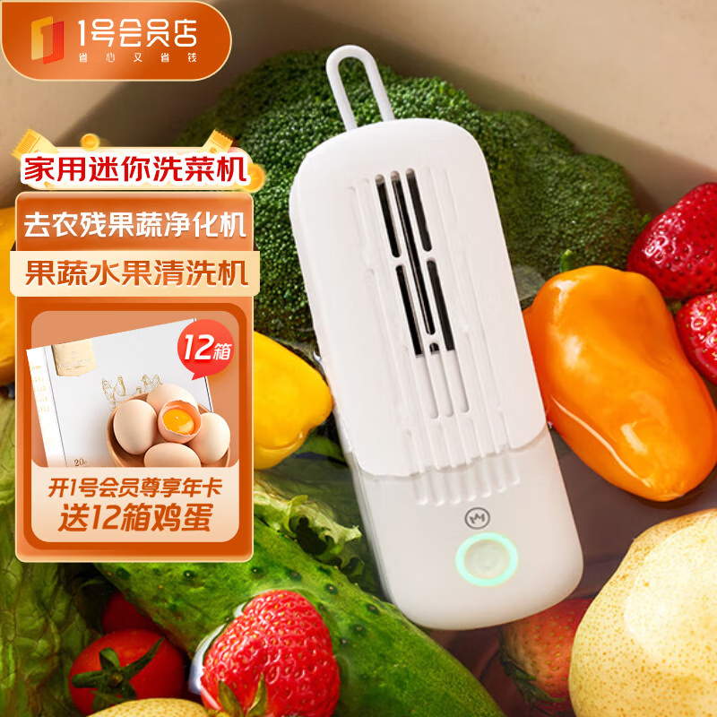 Ones Member 果蔬清洗机家用迷你洗菜机 洗水果蔬菜去农残果蔬净化机 无线充电GFC11 小米白 1号会员店