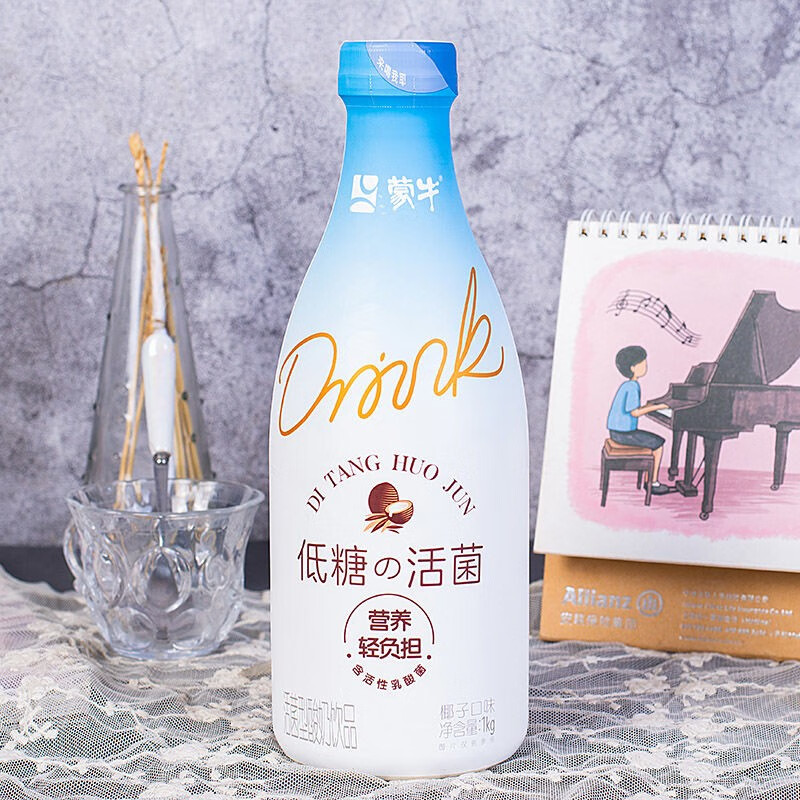 蒙牛蒙牛活菌型酸奶饮品椰子味1kg大瓶装含活性乳酸菌营养轻负担 椰子