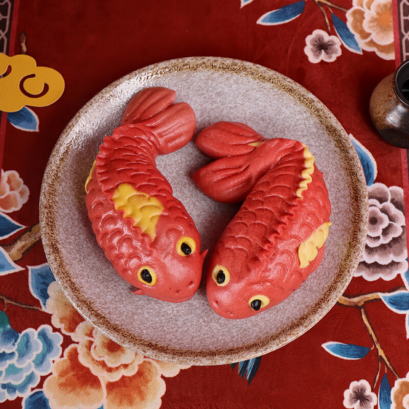 优膳坊(youshanfang)兔年胶东花饽饽锦鲤喜馒头寿桃宝宝抓周百天醒狮