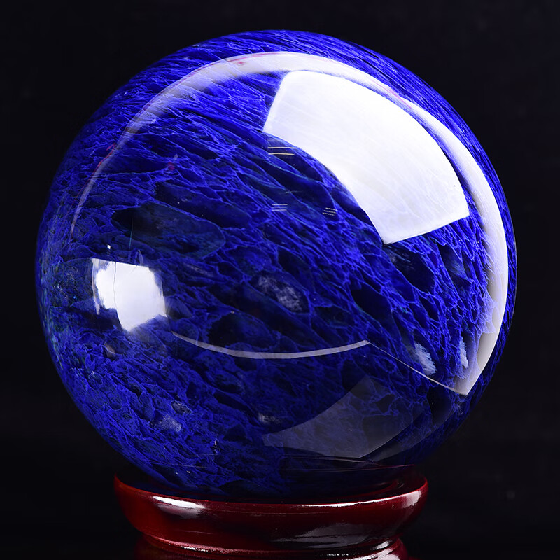 欧费罗天然蓝色水晶球摆件水晶原石熔炼 精品深蓝色3-4厘米