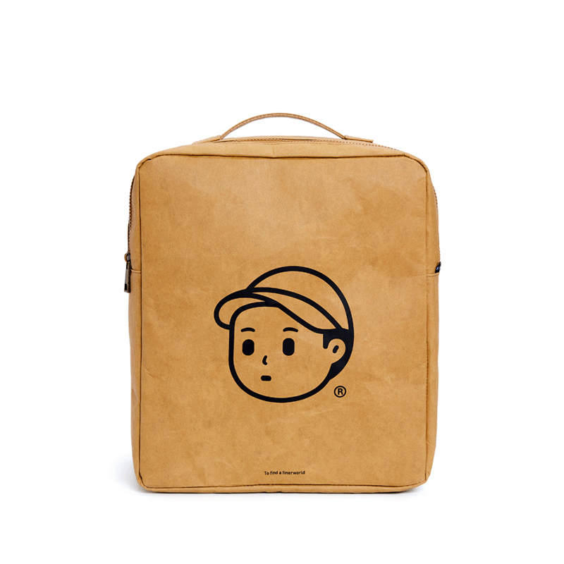 finerworld 可水洗牛皮纸复古背包双肩包情侣ins潮牌韩版日系书包