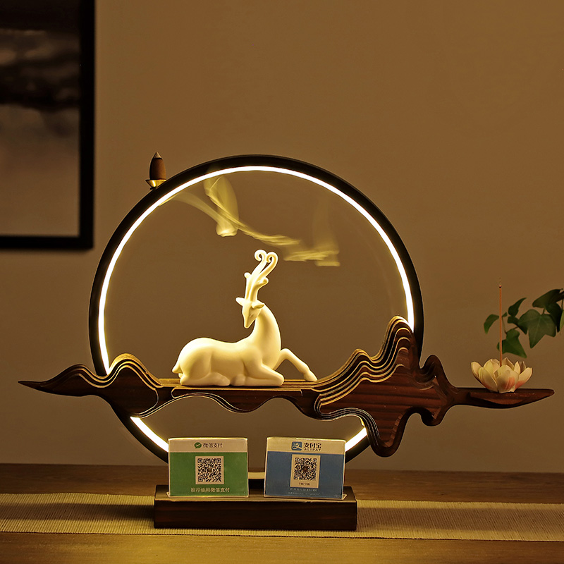 矜瓷 开业礼品收银台微信放二维码一鹿发送礼创意家居装饰摆件 白色