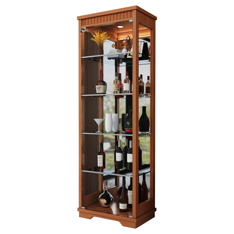 松品（SONGPIN）客厅现代简约中式实木酒柜靠墙玻璃酒柜家用餐边柜展示柜小酒柜钢化玻璃酒柜 双门典雅黑