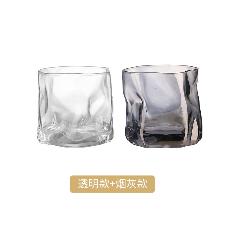 颜值水杯子ins风简约北欧啤酒杯喝茶杯男女家用 折叠杯【透明 烟灰】