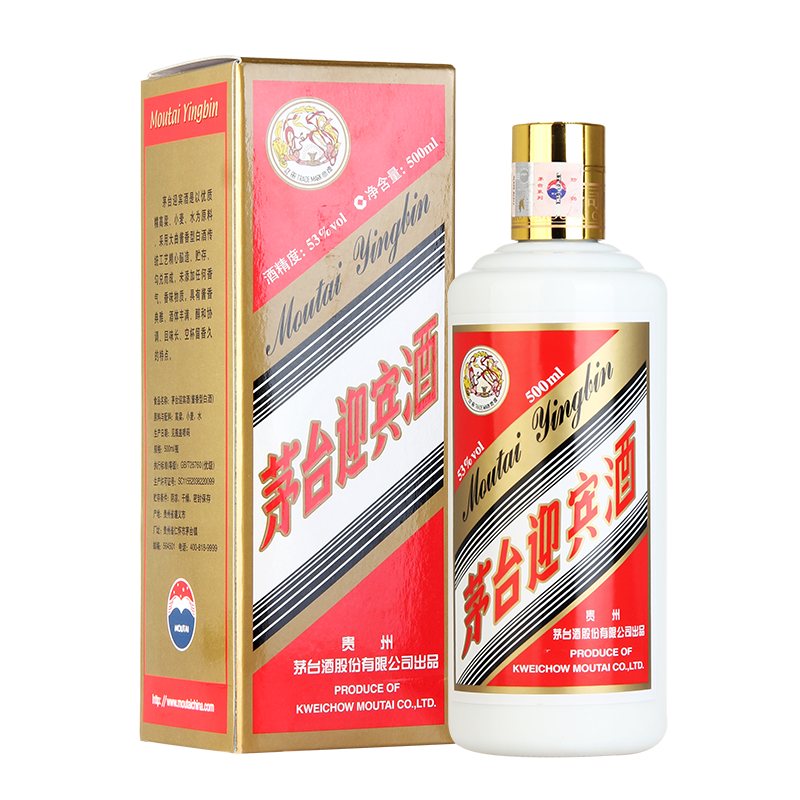 茅台(moutai)贵州茅台股份 酱香型白酒 53度 500ml 1瓶 飞天迎宾 单