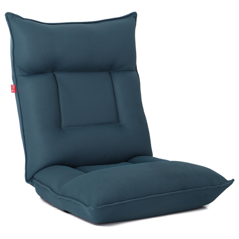 LazyDiary懒人沙发单人日式折叠进口调节器飘窗客厅躺椅布艺休闲沙发飘窗椅 023DZBI 升级深蓝色-透气细麻+腰42档可调+乳胶坐垫