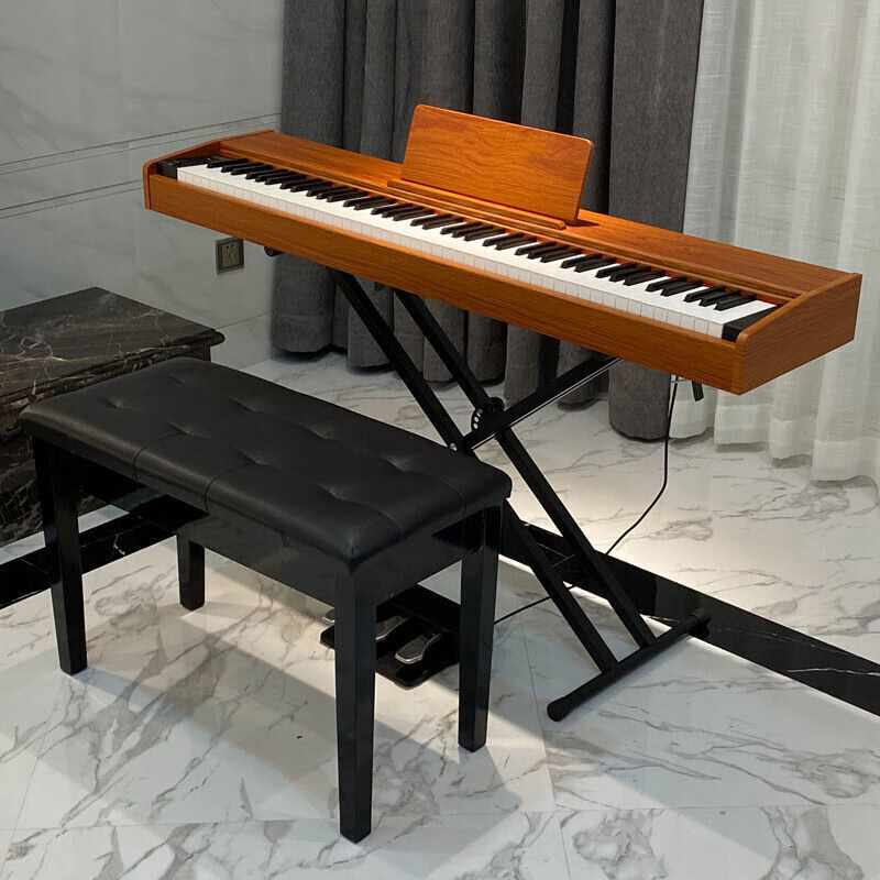 成人家用学生练习初学者幼师教学考级便携式多功能电子钢琴 原木色