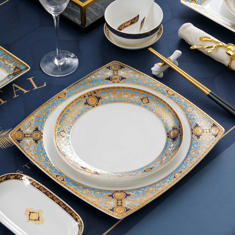 凡尔赛浮雕金骨瓷西餐摆台7件套