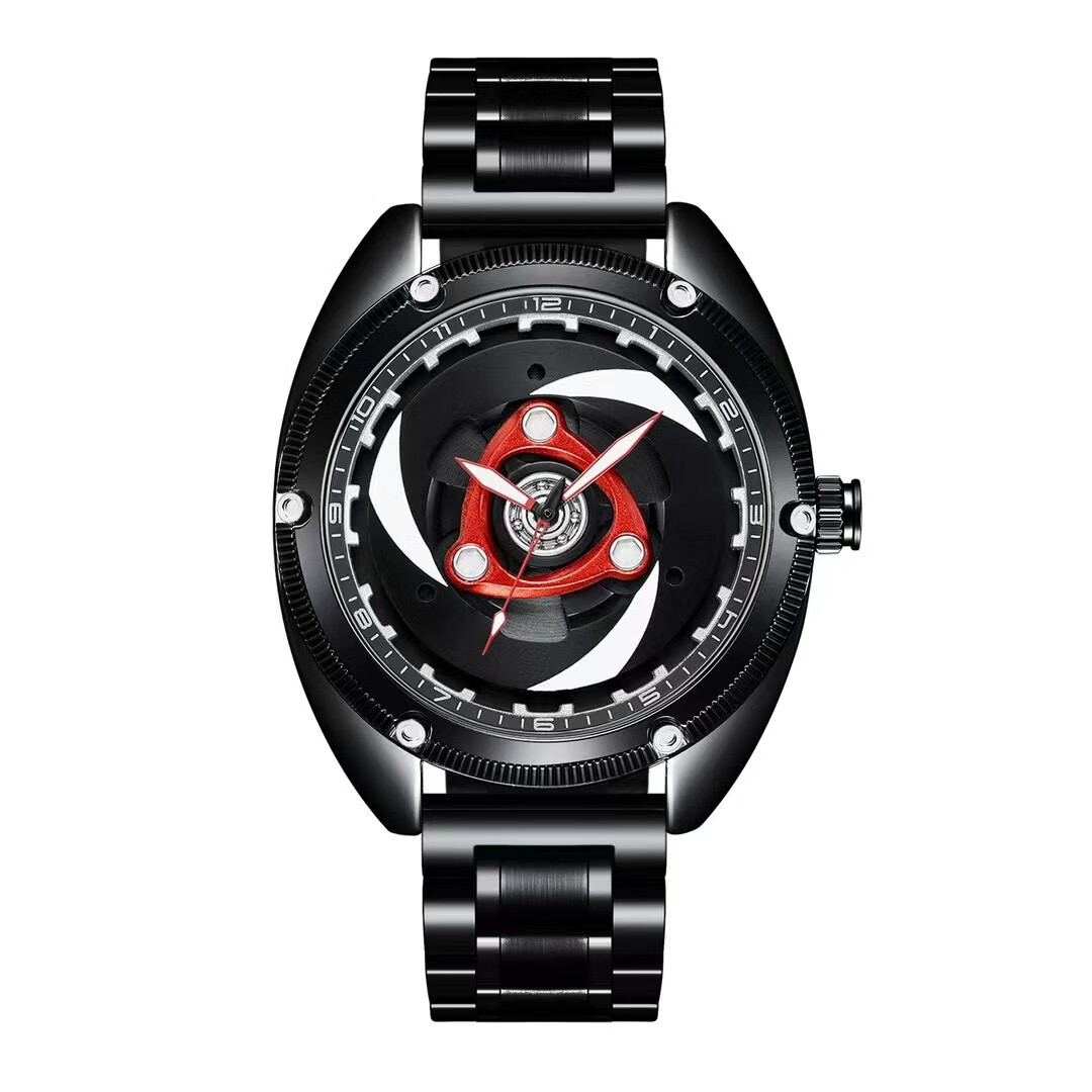 杜卡迪双轴旋转手表防水夜光可旋转透明边盖同款机车男士镂空手表