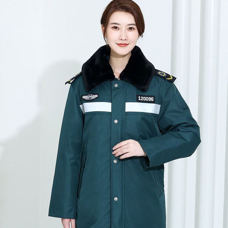 辉之枫120急救服服急诊科医生寒加厚工作服值班司机大衣 墨绿色120