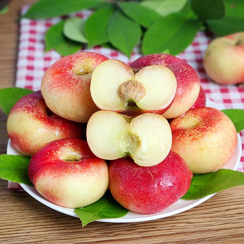 皓谦 陕西纽扣油蟠桃新鲜水果现摘当季整箱桃子扁桃蜜桃孕妇5斤 油