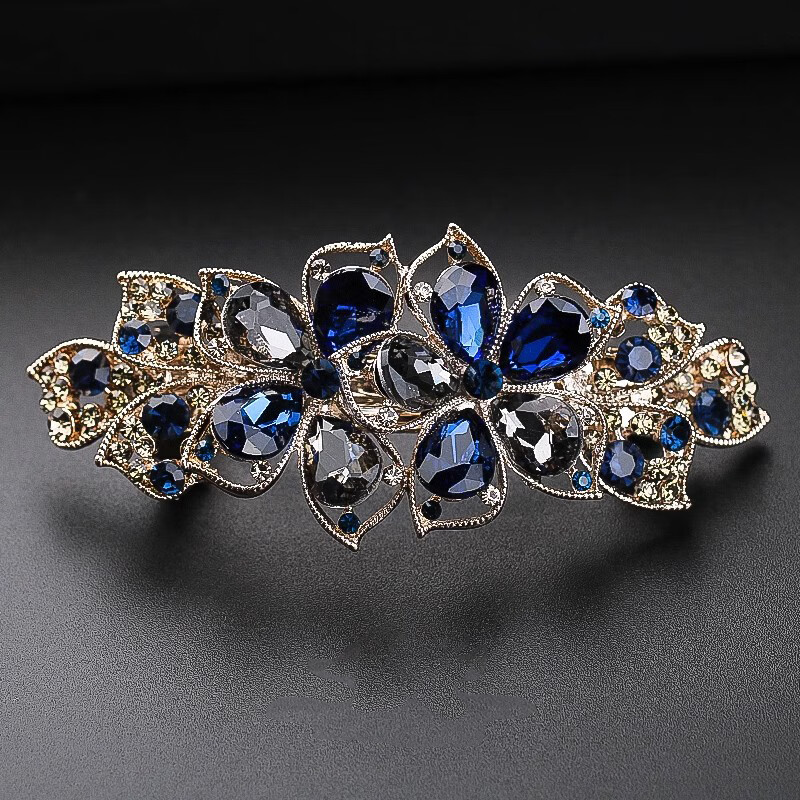 HANS’F夹子头饰2026年新款高端发夹女后脑勺大号横夹水晶发卡妈妈弹簧夹 香槟色