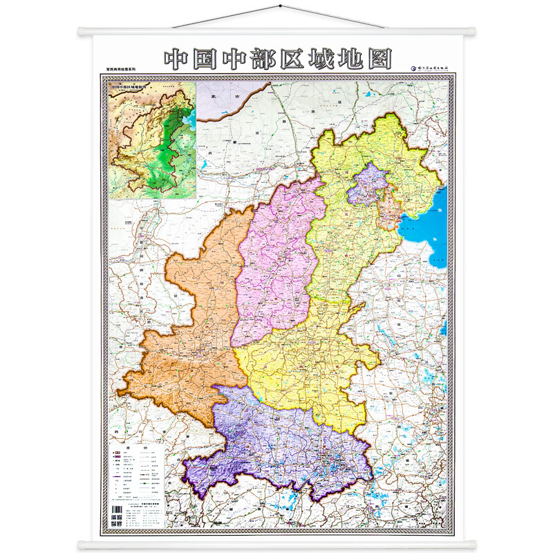 4米 高清覆膜  办公家用 中国中部区域地图